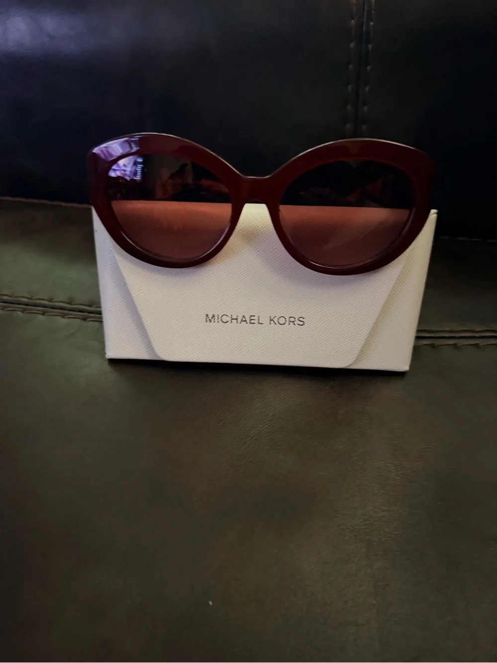 Michael Kors Women's Brussels Maroon Round Cat-Eye Sunglasses